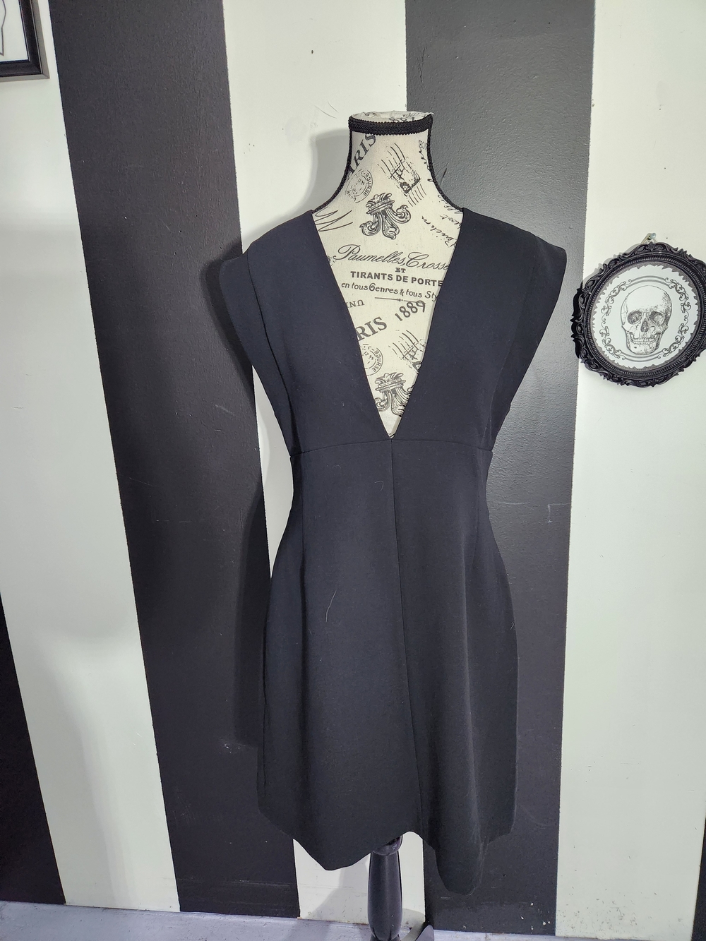 Wilfred Black Deep V A-Line Mini Dress